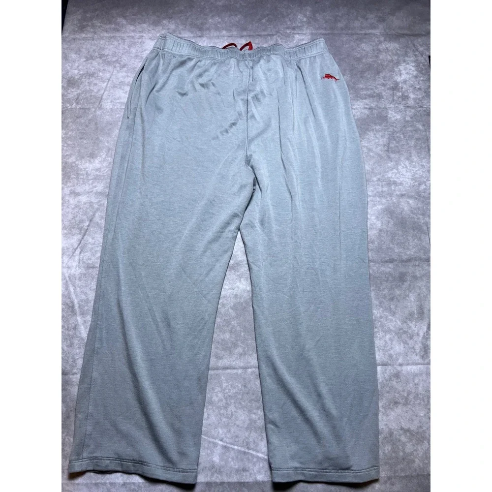 Tommy Bahama Lounge Pants Mens Large Gray Heathered Drawstring Logo Wide Leg